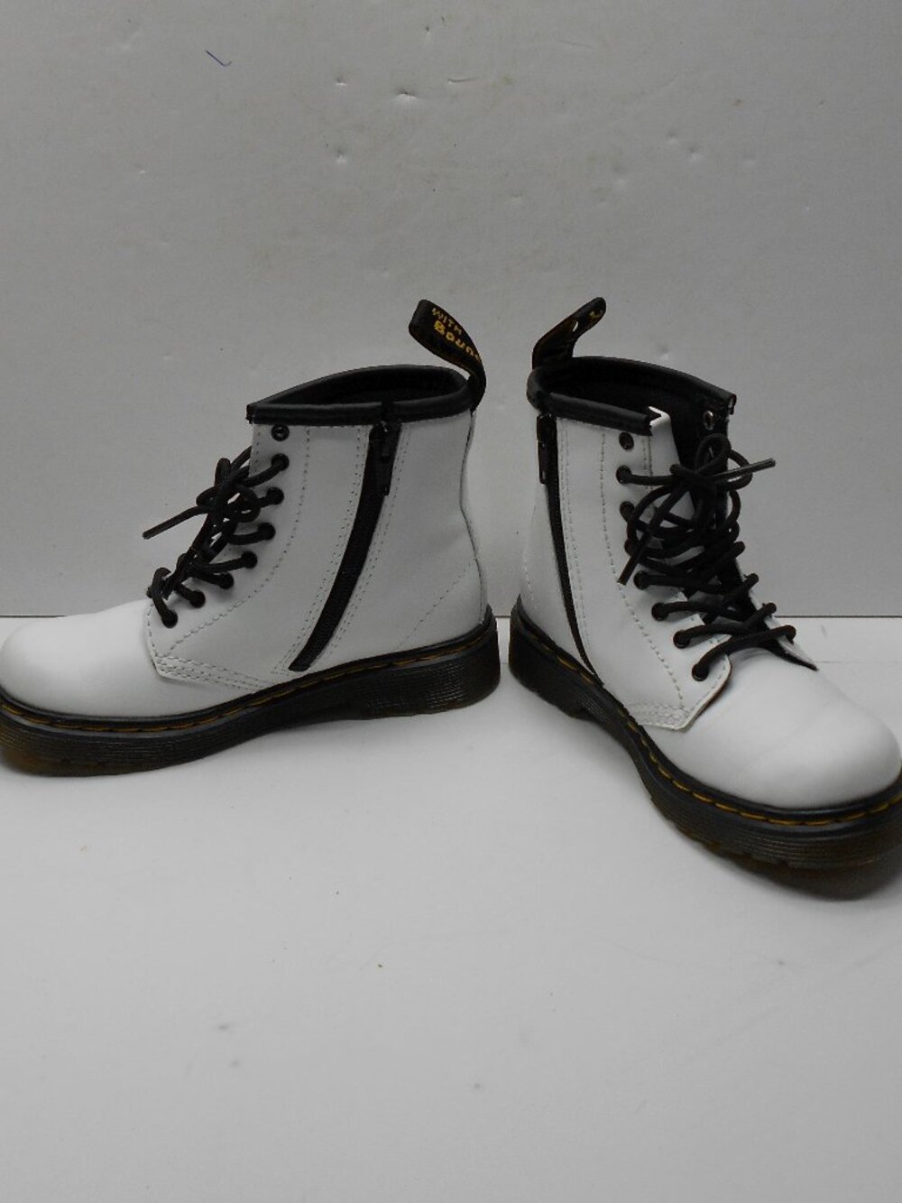 Dr Martens Kids 1460T White Boots Size 10 Lace Up & Zip Combat Shoes